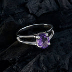 Amethyst Solitaire African 925 Sterling Silver Purple Gemstone Slim Boho Ring Jewelry