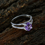 Amethyst Solitaire African 925 Sterling Silver Purple Gemstone Slim Boho Ring Jewelry