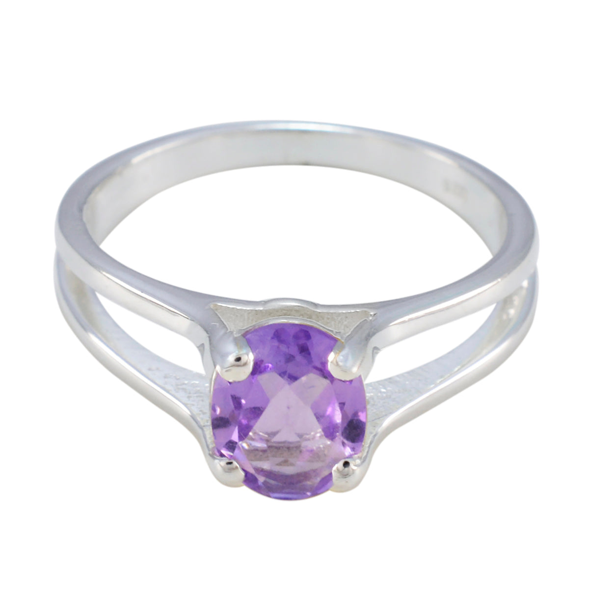 Amethyst Solitaire African 925 Sterling Silver Purple Gemstone Slim Boho Ring Jewelry