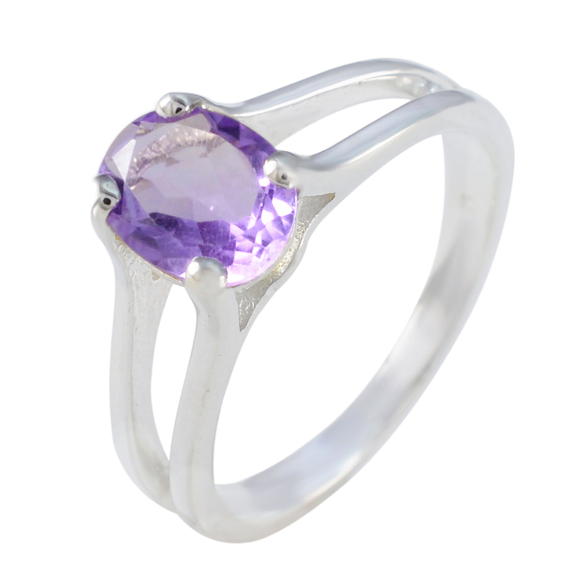 Amethyst Solitaire African 925 Sterling Silver Purple Gemstone Slim Boho Ring Jewelry