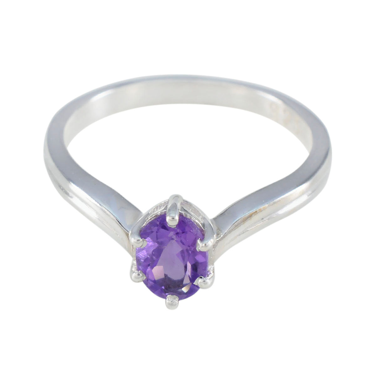 Amethyst Solitaire American 925 Sterling Silver Purple Gemstones Dainty Trendy Ring Jewelry Huvudsaklig produktbild