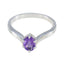 Amethyst Solitaire American 925 Sterling Silver Purple Gemstones Dainty Trendy Ring Jewelry