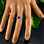 Amethyst Solitaire American 92.5 Silver Purple Gems Dainty Trendy Ring Jewelry