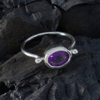 Amethyst Solitaire American 92.5 Silver Purple Gems Dainty Trendy Ring Jewelry