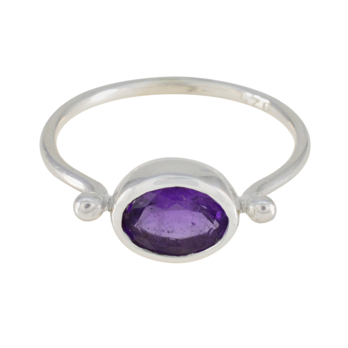 Amethyst Solitaire American 92.5 Silver Purple Gems Dainty Trendy Ring Jewelry Главное изображение товара