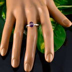 Amethyst Solitaire Korean Sterling Silver Purple Gems Delicate Feminine Ring Jewelry