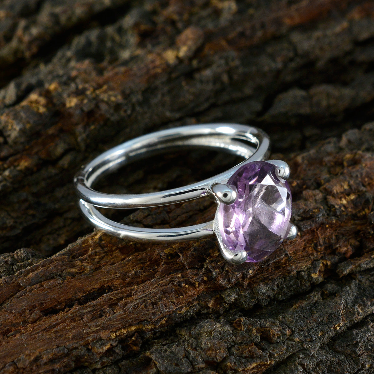 Amethyst Solitaire Turkish Sterling Silver Purple Gems Whisper thin Contemporary Ring Jewellery