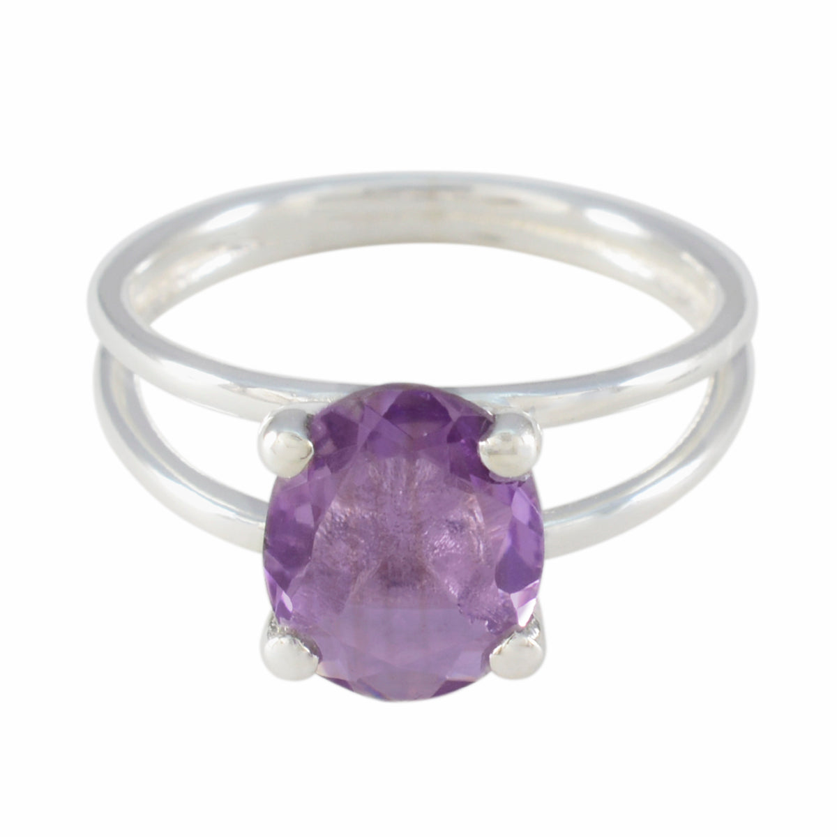 Amethyst Solitaire Turkish Sterling Silver Purple Gems Whisper thin Contemporary Ring Jewellery Huvudsaklig produktbild