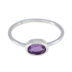 Amethyst Solitaire Japanese Silver Purple Gemstones Elegant  Romantic Ring Jewelry