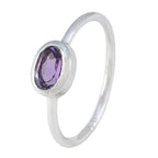 Amethyst Solitaire Japanese Silver Purple Gemstones Elegant  Romantic Ring Jewelry