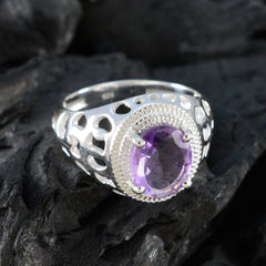 Amethyst Solitaire Moroccan 925 Sterling Silver Purple Gemstones Tiny Boho Ring Jewellery