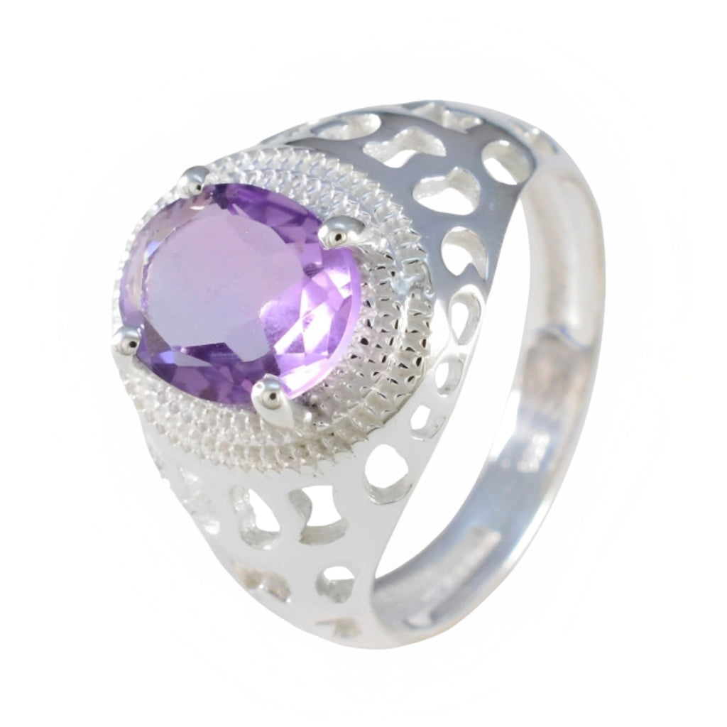 Amethyst Solitaire Moroccan 925 Sterling Silver Purple Gemstones Tiny Boho Ring Jewellery
