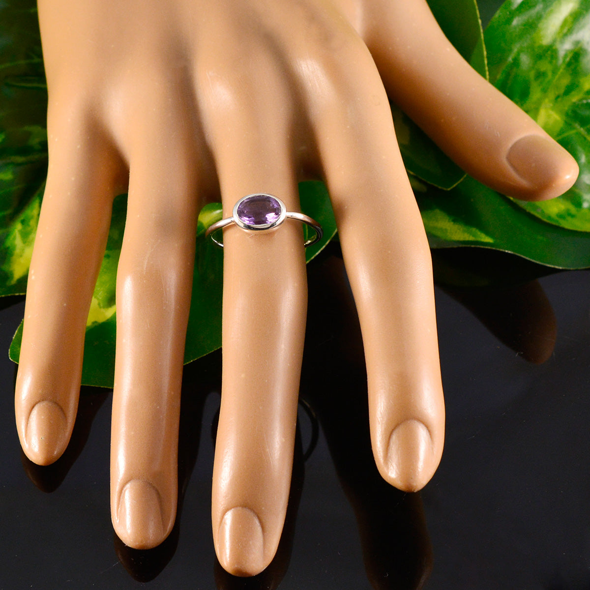 Amethyst Solitaire American Sterling Silver Purple Gemstones Elegant  Feminine Ring Jewellery