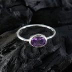 Amethyst Solitaire American Sterling Silver Purple Gemstones Elegant  Feminine Ring Jewellery