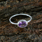 Amethyst Solitaire American Sterling Silver Purple Gemstones Elegant  Feminine Ring Jewellery
