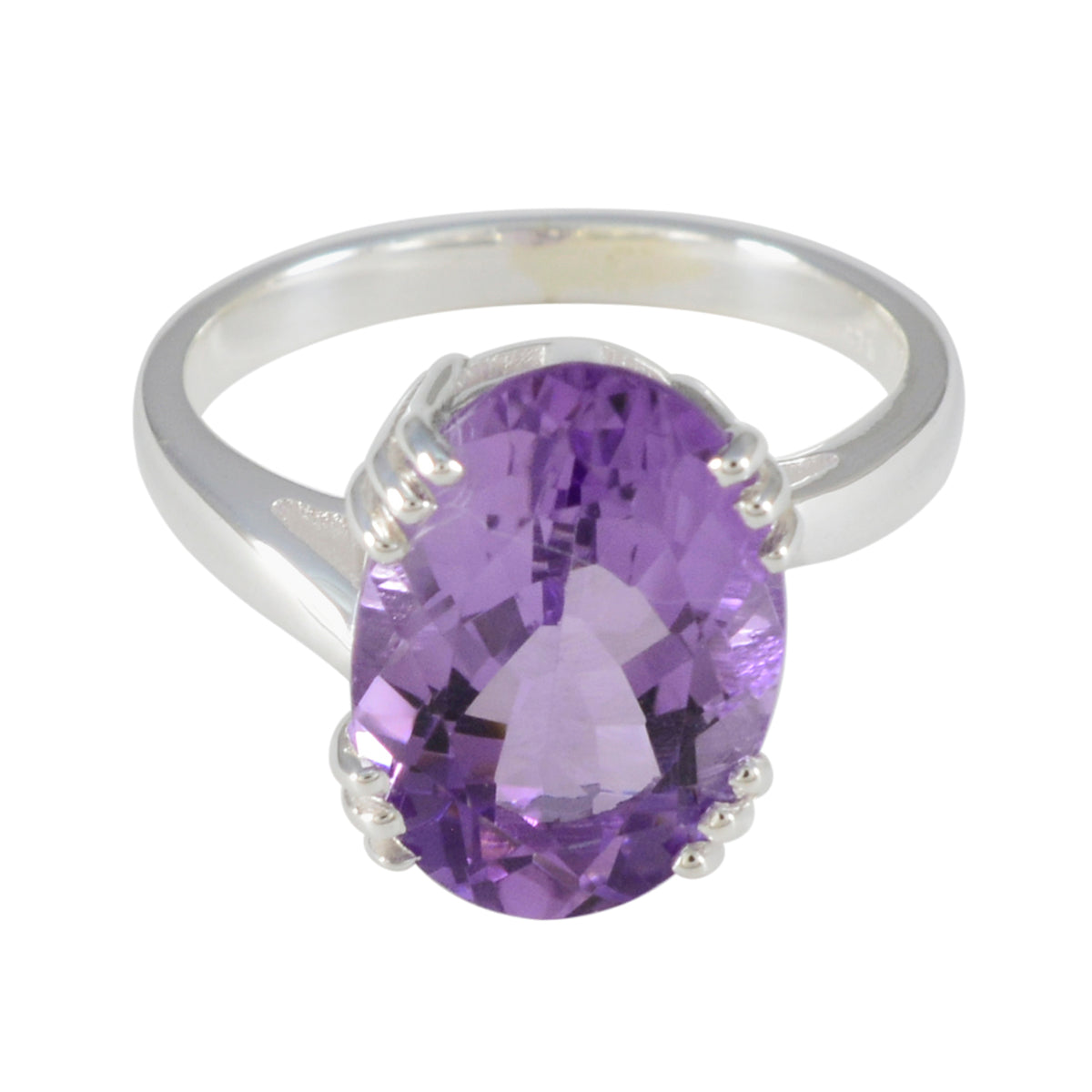 Amethyst Solitaire Egyptian 925 Silver Purple Gemstones Tiny Contemporary Ring Jewelry Huvudsaklig produktbild