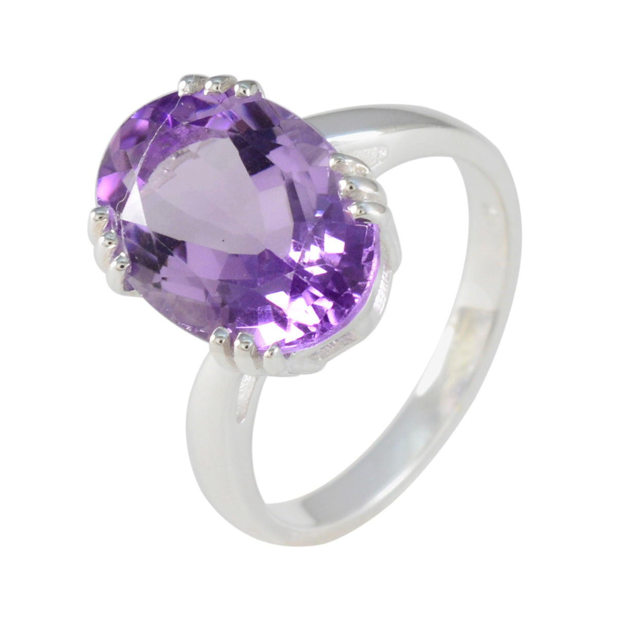 Amethyst Solitaire Egyptian 925 Silver Purple Gemstones Tiny Contemporary Ring Jewelry