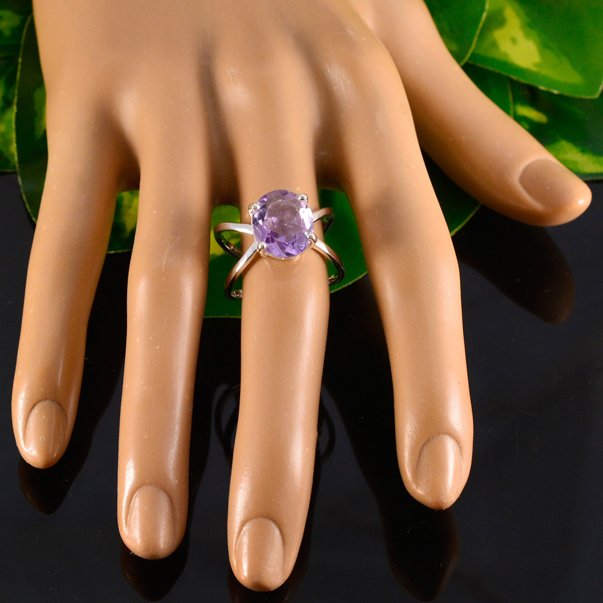 Amethyst Solitaire African 92.5 Silver Purple Gemstone Tiny Ethnic Ring Jewellery