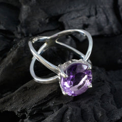 Amethyst Solitaire African 92.5 Silver Purple Gemstone Tiny Ethnic Ring Jewellery
