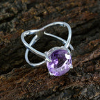 Amethyst Solitaire African 92.5 Silver Purple Gemstone Tiny Ethnic Ring Jewellery
