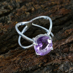 Amethyst Solitaire African 92.5 Silver Purple Gemstone Tiny Ethnic Ring Jewellery