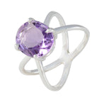 Amethyst Solitaire African 92.5 Silver Purple Gemstone Tiny Ethnic Ring Jewellery