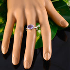 Amethyst Solitaire Japanese Silver Purple Gems Dainty Contemporary Ring Jewelry