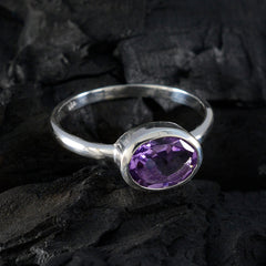 Amethyst Solitaire Japanese Silver Purple Gems Dainty Contemporary Ring Jewelry