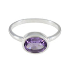 Amethyst Solitaire Japanese Silver Purple Gems Dainty Contemporary Ring Jewelry