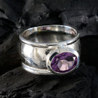 Amethyst Solitaire German Sterling Silver Purple Gems Edgy Artisan Ring Jewellery