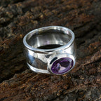 Amethyst Solitaire German Sterling Silver Purple Gems Edgy Artisan Ring Jewellery