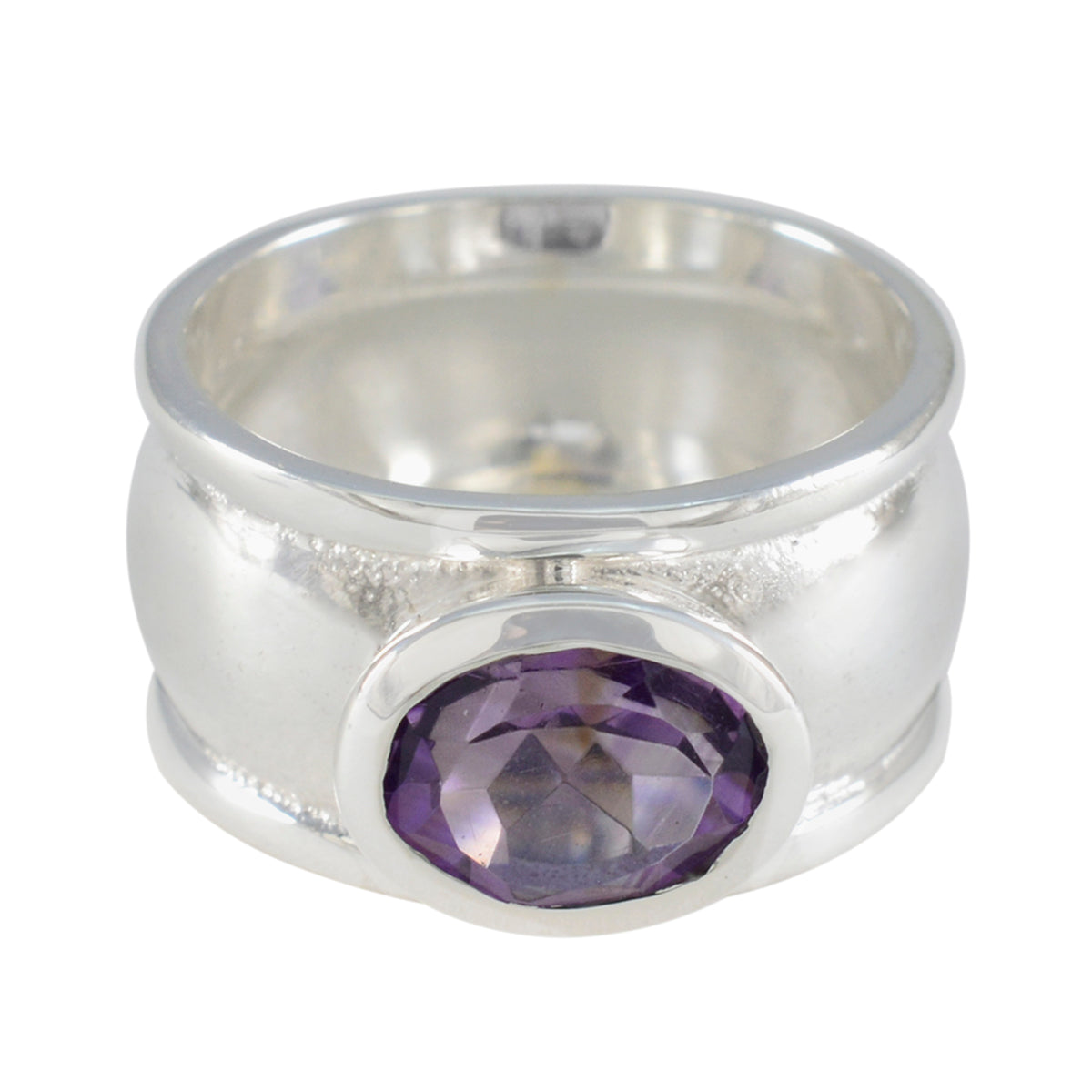 Amethyst Solitaire German Sterling Silver Purple Gems Edgy Artisan Ring Jewellery Imagen principal del producto