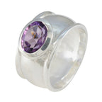 Amethyst Solitaire German Sterling Silver Purple Gems Edgy Artisan Ring Jewellery