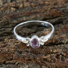 Amethyst Solitaire American 925 Silver Purple Gems Dainty Trendy Ring Jewellery