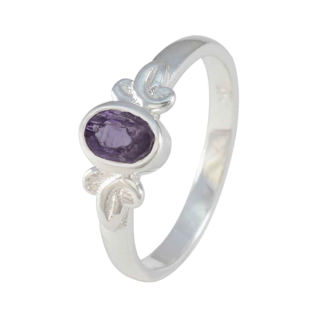 Amethyst Solitaire American 925 Silver Purple Gems Dainty Trendy Ring Jewellery
