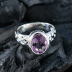 Amethyst Solitaire Egyptian 92.5 Silver Purple Gemstones Featherlight Boho Ring Jewelry