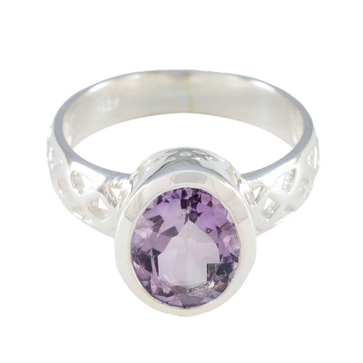 Amethyst Solitaire Egyptian 92.5 Silver Purple Gemstones Featherlight Boho Ring Jewelry メイン画像