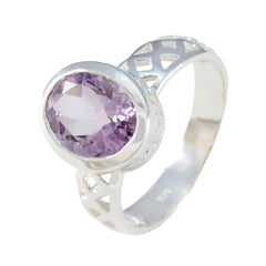 Amethyst Solitaire Egyptian 92.5 Silver Purple Gemstones Featherlight Boho Ring Jewelry
