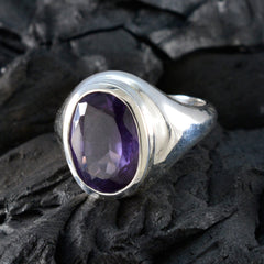 Amethyst Solitaire African 925 Sterling Silver Purple Gemstone Eye catching valentine Ring Jewellery