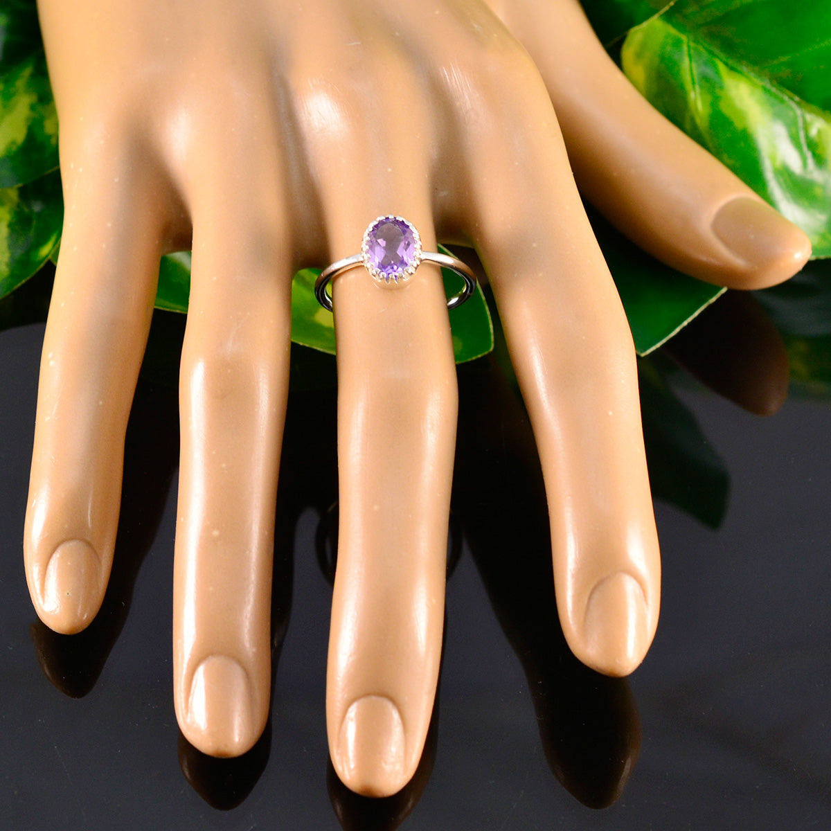 Amethyst Solitaire Japanese 925 Silver Purple Gems Delicate Fairytale Ring Jewellery