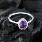 Amethyst Solitaire Japanese 925 Silver Purple Gems Delicate Fairytale Ring Jewellery