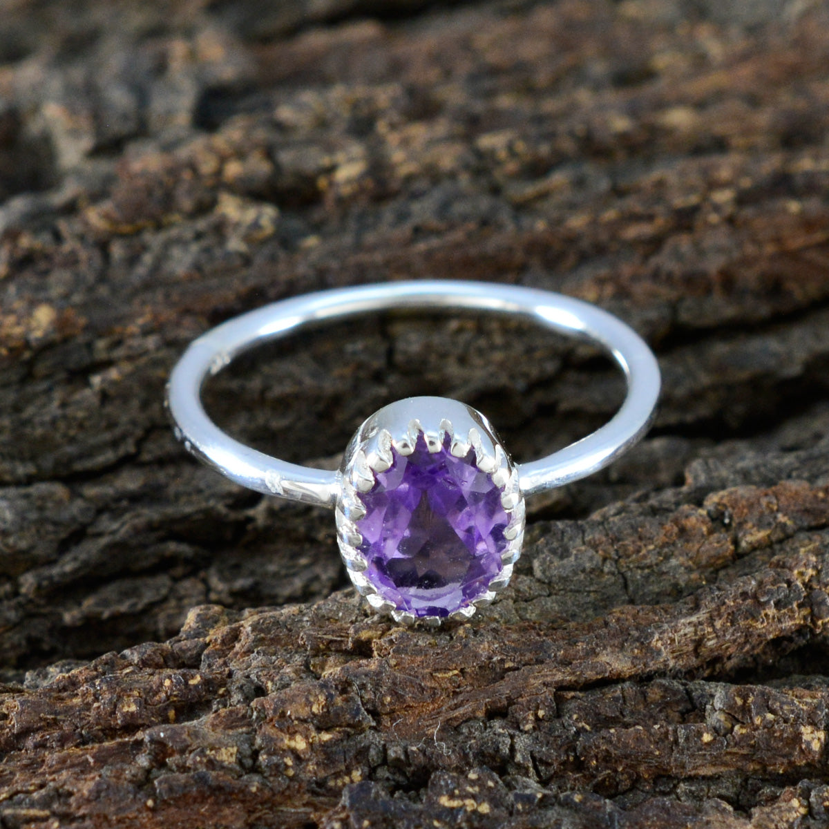 Amethyst Solitaire Japanese 925 Silver Purple Gems Delicate Fairytale Ring Jewellery