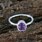 Amethyst Solitaire Japanese 925 Silver Purple Gems Delicate Fairytale Ring Jewellery