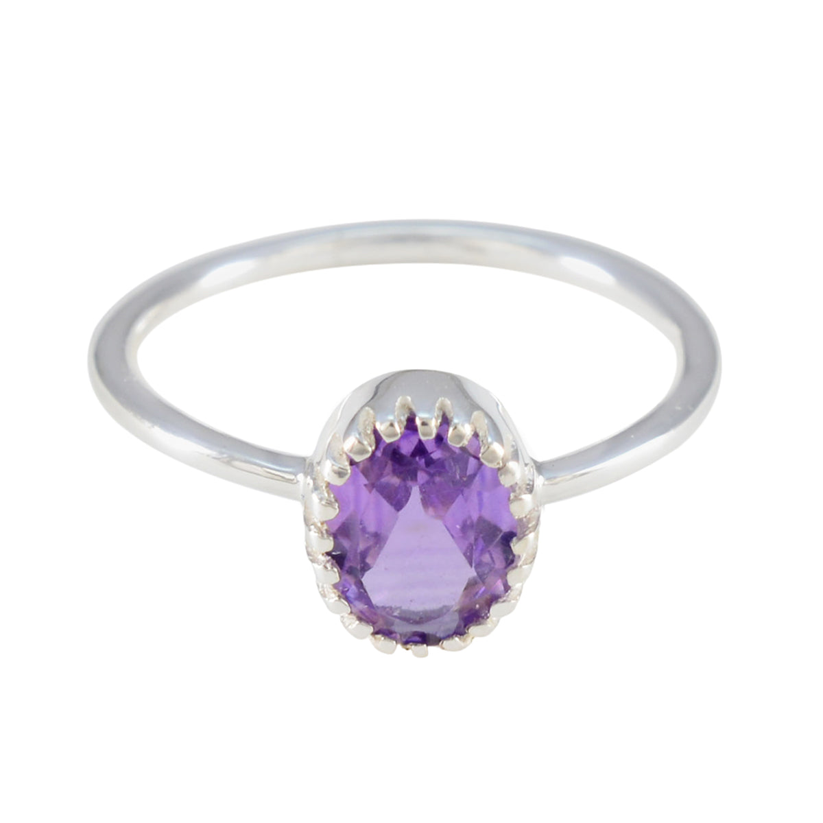 Amethyst Solitaire Japanese 925 Silver Purple Gems Delicate Fairytale Ring Jewellery Imagen principal del producto