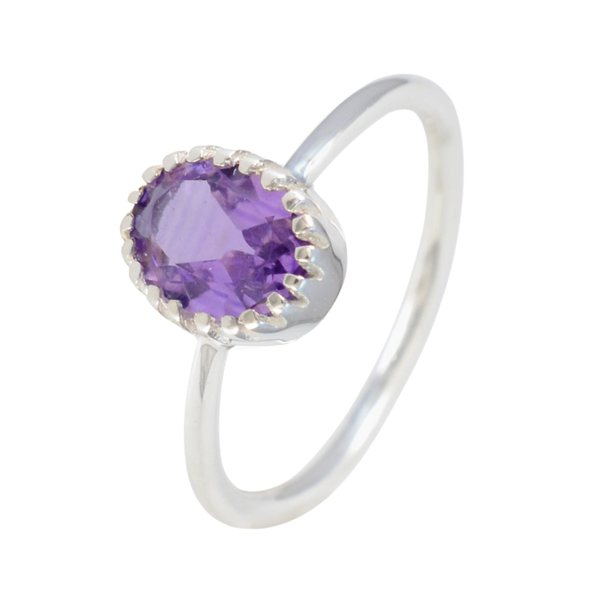 Amethyst Solitaire Japanese 925 Silver Purple Gems Delicate Fairytale Ring Jewellery