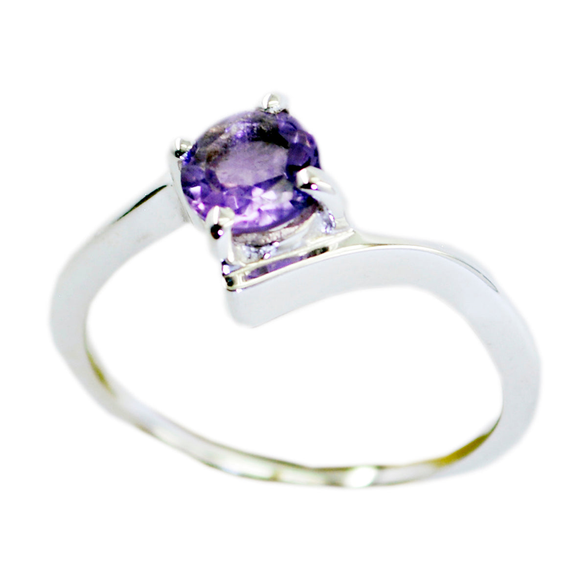 Amethyst Solitaire Turkish 925 Silver Purple Gemstone Delicate Feminine Ring Jewelry