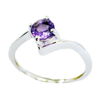 Amethyst Solitaire Turkish 925 Silver Purple Gemstone Delicate Feminine Ring Jewelry
