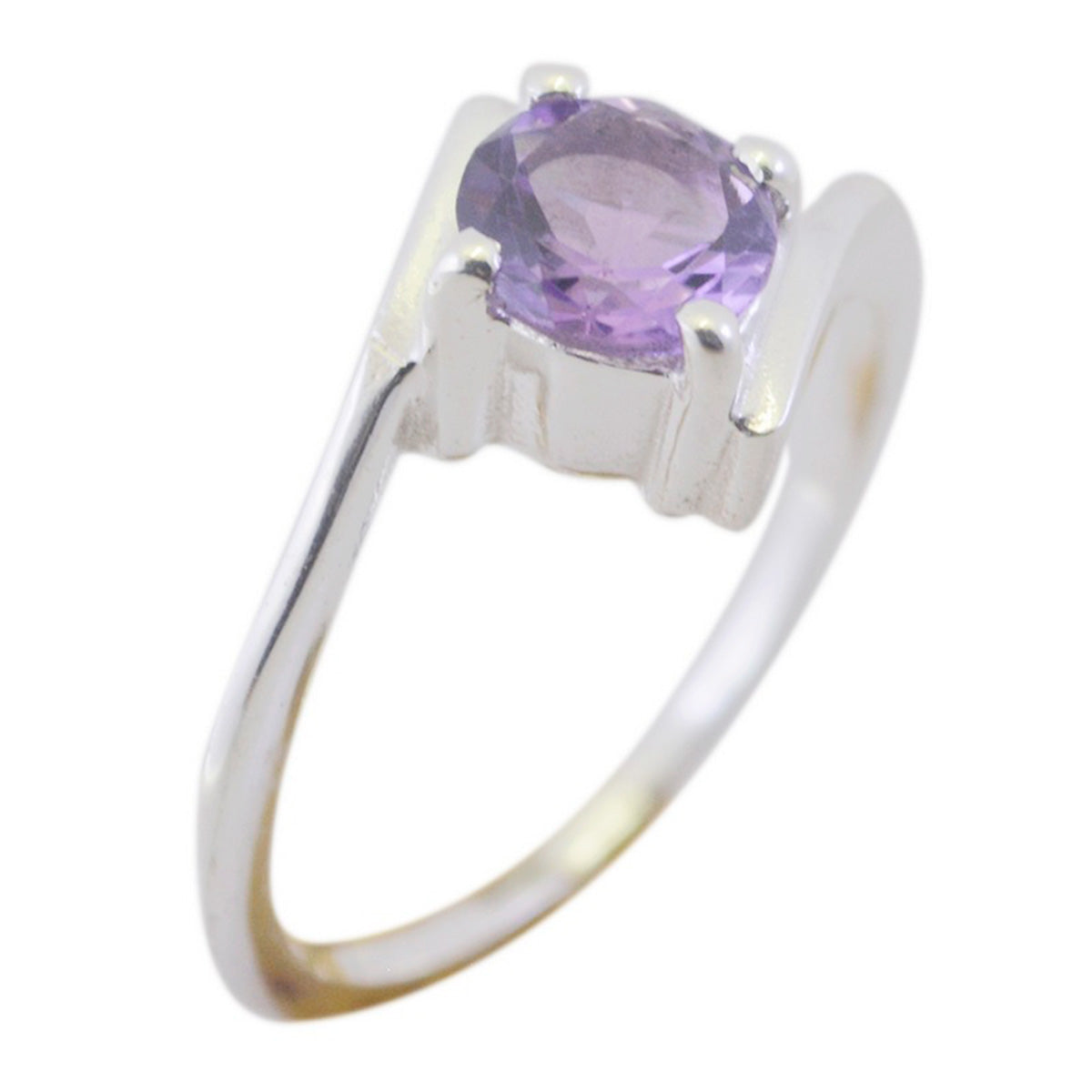 Anello femminile delicato con ametista solitaria in argento 925 turco e pietra preziosa viola Immagine secondaria del prodotto