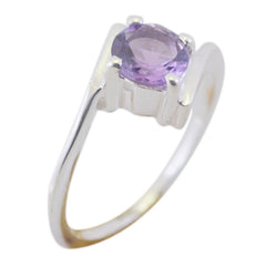 Amethyst Solitaire Turkish 925 Silver Purple Gemstone Delicate Feminine Ring Jewelry