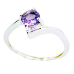 Amethyst Solitaire Turkish 925 Silver Purple Gemstone Delicate Feminine Ring Jewelry